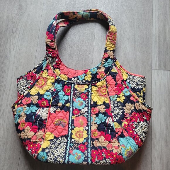 Vera Bradley Large Versailles Quilted Floral Shoulder Bag With Pockets & Vibrant - Picture 2 of 8